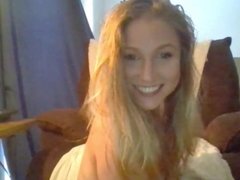Wife with sexy tits, glasses plays with pussy on cam
