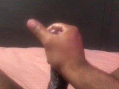 Stroking my cock while I was watching my wife finger herself (cum shot)