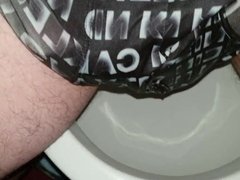 Pissing through Calvin Klein boxers + cum