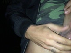 Teens balls worshiping , squeezing and making cum outdoor