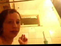 Brunette in shower nipslip on Periscope