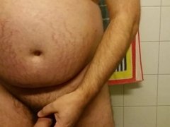 Fat guy gets a large and larger fat pad while fattening up