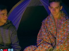 Playful stepbrother pounded raw in front of a camping fire