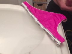 Cumming on Wife's Thong While Wearing My Thong