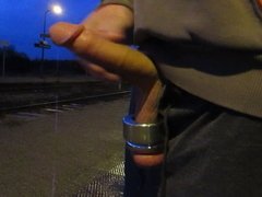 Dick flash on train station