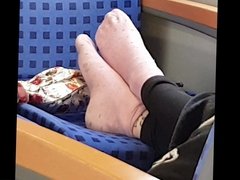 Pink socks in german train