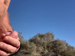 Cumshot on public Beach