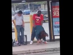 horny bitch begging to fuck on the bus stop