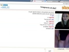 Cheating omegle slut blows kiss for big cock