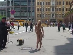 Naked woman dancing in the street - nude in public -cmnf