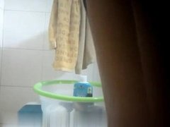 Hidden spy housemate shower side boob (best angle)