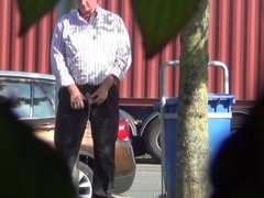 Older trucker caught peeing  - hidden cam