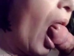 Mother lovingly slurps and swallows his cum