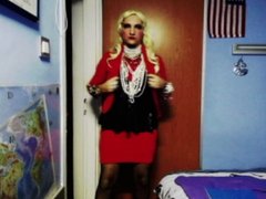 Crossdresser dancing and jerking cock.