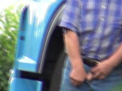 Old trucker caught peeing - hidden cam