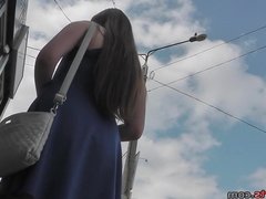 Upskirt young brunette girl