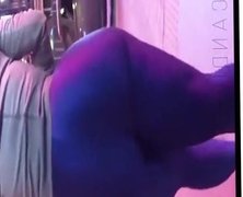 HUGE BOOTY in blue leggings walking on the street