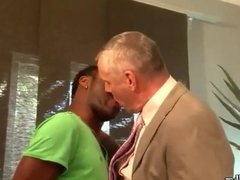 Grandpa sucks & gets fucked by black guy