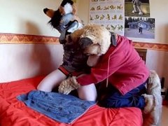 Tied down fox gets overstimulated for multiple orgasms
