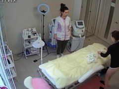 Hidden camera. Beauty salon hair removal pussy